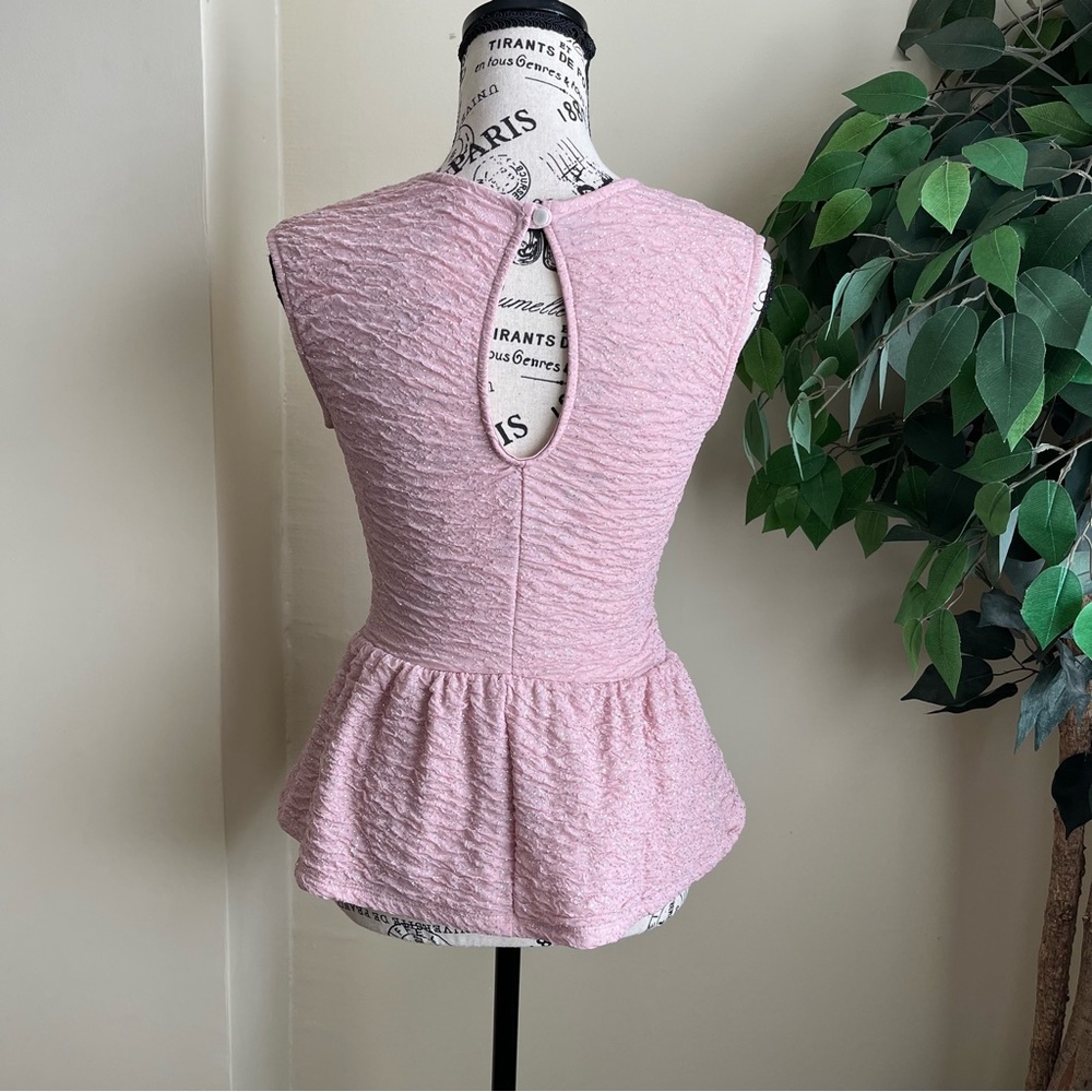 Alice Moon Sleeveless Glitter Peplum Top Pink Sz S - Picture 9 of 15